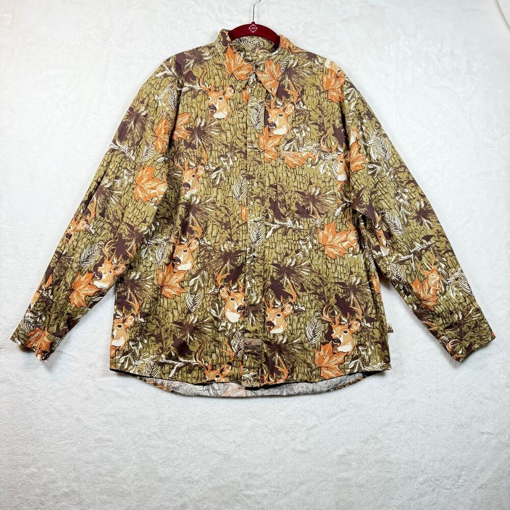 Outdoor Life Men’s L Deer Camo Hunting Button Down Shirt 100% Cotton